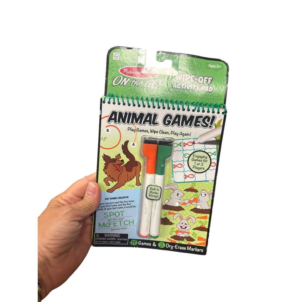 Melissa & Doug "On the Go" Wipe-Off Animal Games Activity Pad  puzzles/games